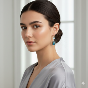 NEW Blue Labradorite & Aquamarine Dangling Drop Long 40.00 mm Earrings Silver 925 Box