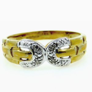 Doppel C Diamanten 0,12ct. Ring Gelbgold 9ct. UK Größe: P 1/2 - EU: 57 - US 8