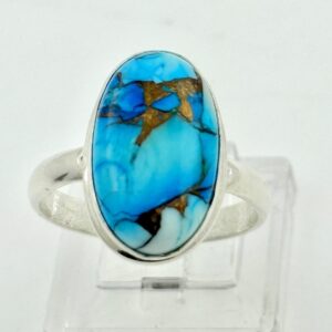 Azul Cobre Turquesa Plata 925 Anillo Tamaño Ru R 1/2 - US 9 con Caja
