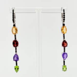 Citrine Grenade Améthyste Péridot & Onyx Pendant 55.30mm Boucle Argent 925 Boîte