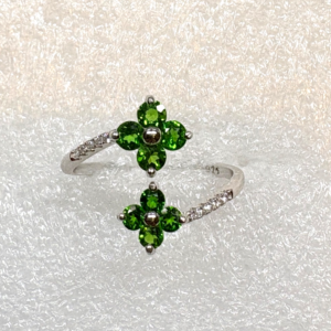 Superbe Diopside Bague - 925 Argent Sterling - Taille P ½ - US 8 Certificat &