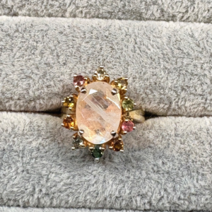 Pierre Bague W/Multi-Gem Accents - Or 925 Argent - Taille O