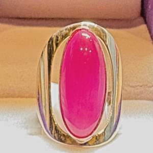 Ruby Lab Created Shield Unisex Adjustable Ring Silver 925 Size O 1/2 US 7.5 Box