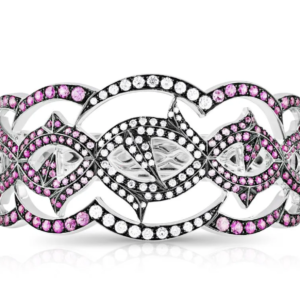 Stephen Webster Diamant & Saphir Rose Épine Charnière Manchette Or Bracelet 17
