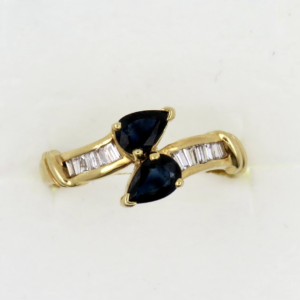 Sapphire 1.00ct.& Diamond 0.50ct. G-Vs1 Yellow Gold 18ct. UK Ring Size O