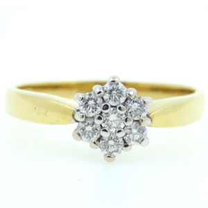 Cluster Diamonds 0.40ct. H-1, Vs2-Si1 Yellow Gold 18ct. cluster Ring UK Size: P
