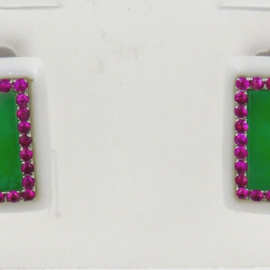 Blanc Onyx, Jade Rubis 0.44ct. or 14ct. Boucles D'Oreilles 15.13mm x 10.20mm